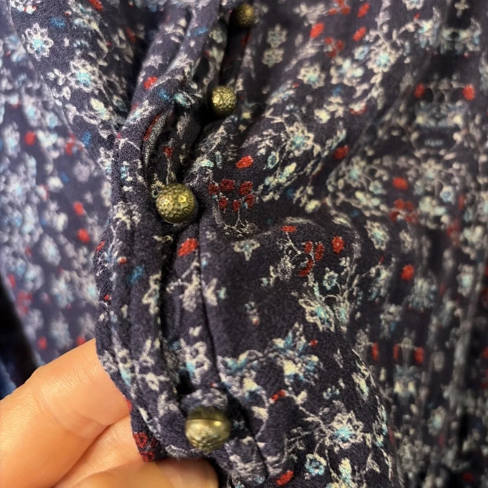 Bohemian Floral One Piece Romper 100% Rayon Flowy Festival Wear Size L